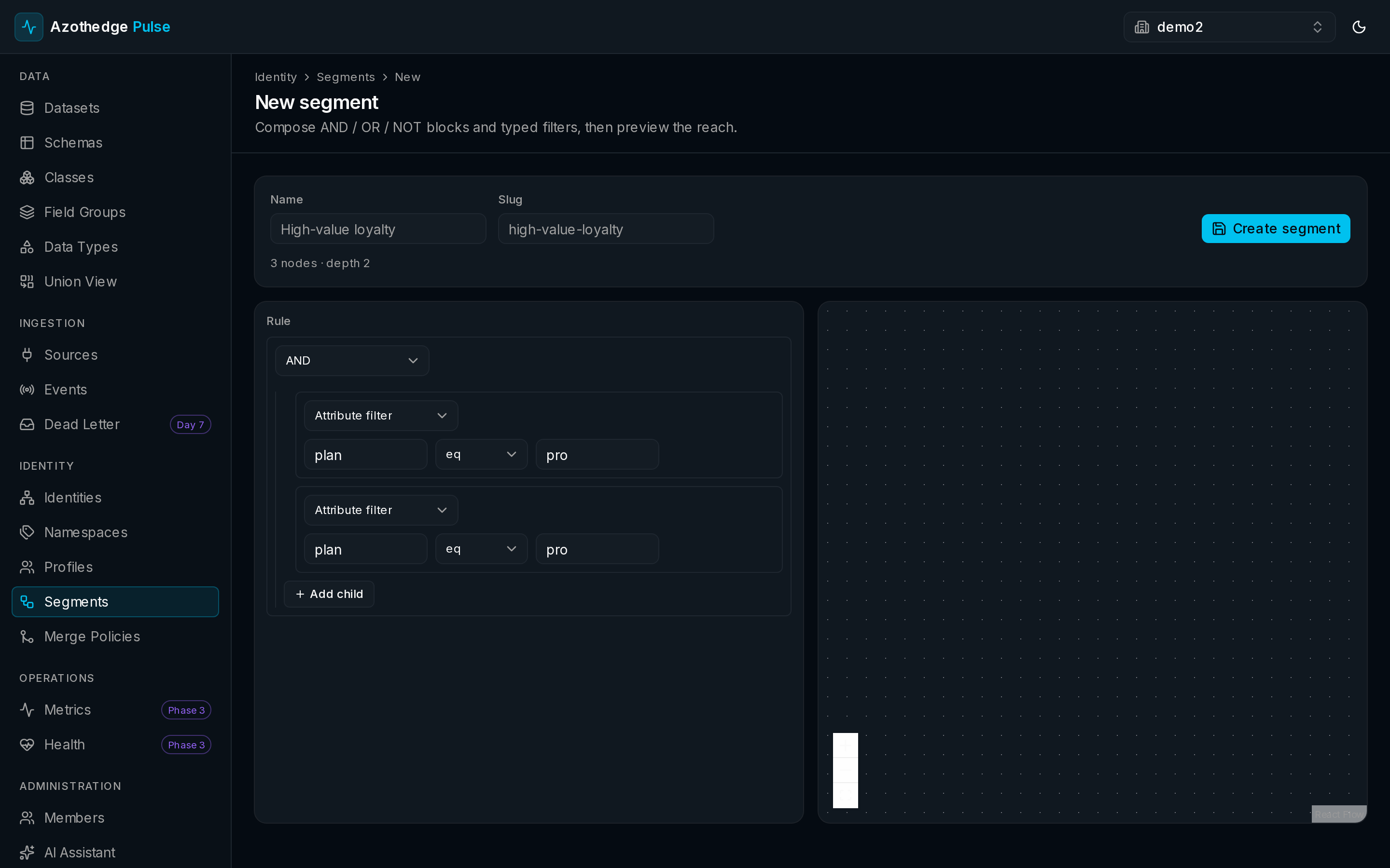 The New segment screen with the rule builder